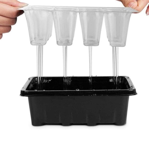 12-Hole Heightened Succulent Vegetable Seedling Pot With Lid (Black) - Image 3