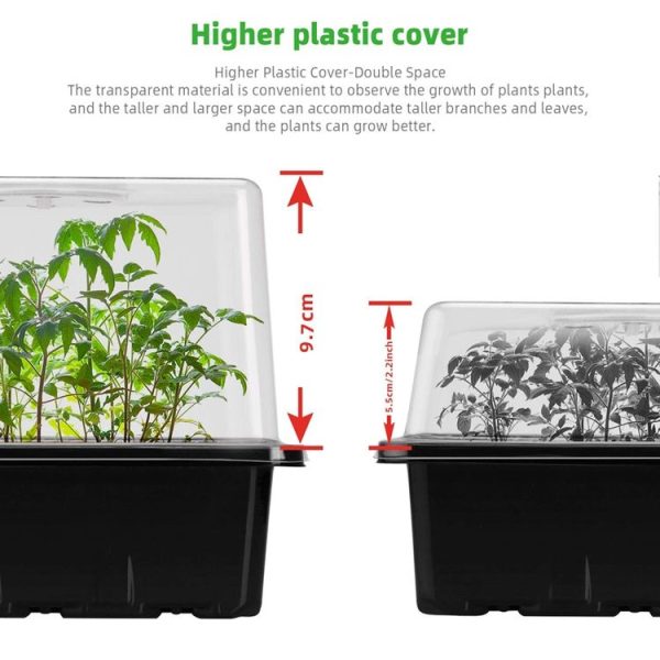 12-Hole Heightened Succulent Vegetable Seedling Pot With Lid (Black) - Image 5