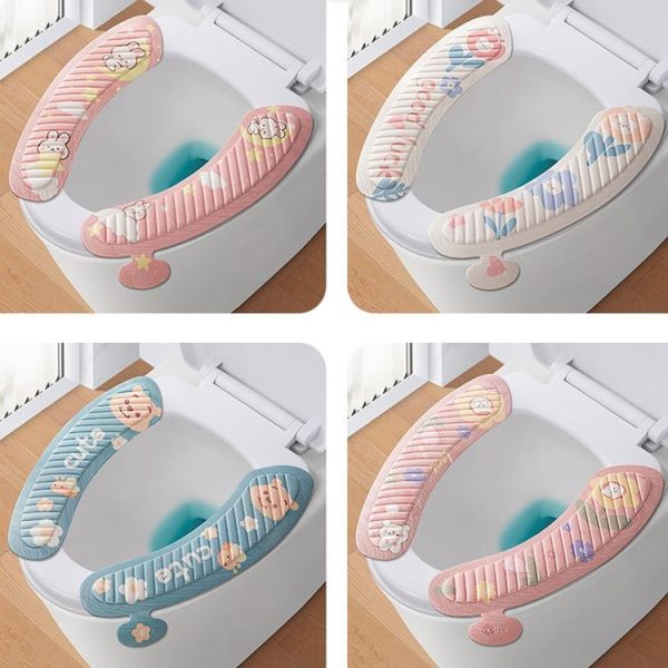 EVA Adhesive Toilet Pad Four Seasons Universal Cartoon Cute Waterproof Toilet Sticker, Style: Gray Sunflower - Image 2