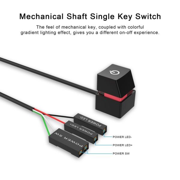Desktop Computer Mobile Switch Computer Extension Cable Start Button, Color: Black Case Blue Light 2m Cable - Image 4