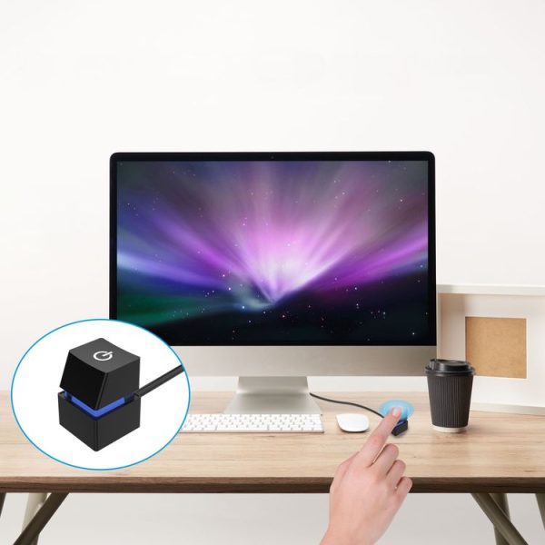 Desktop Computer Mobile Switch Computer Extension Cable Start Button, Color: Black Case Blue Light 2m Cable - Image 6