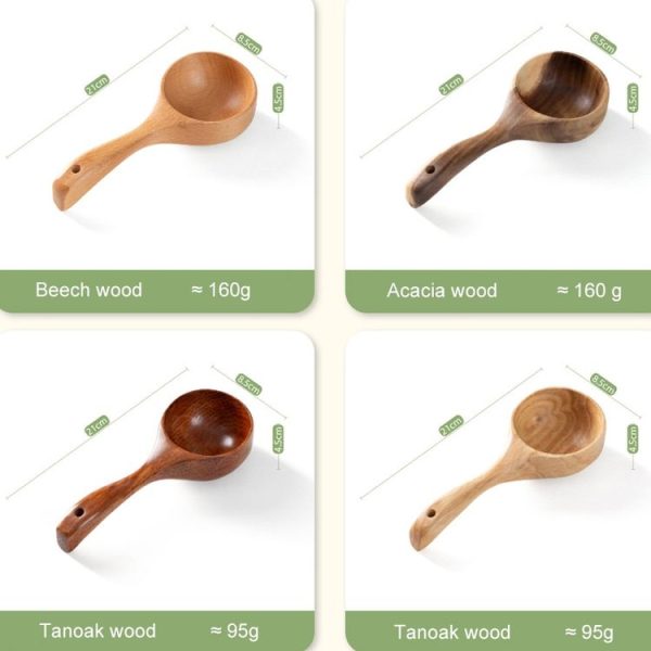 Household Wooden Long Handle Large Soup Spoon Eating Noodle Spoon Water Scoop, Material: Tanoak (Old Lacquer Color) - Image 3