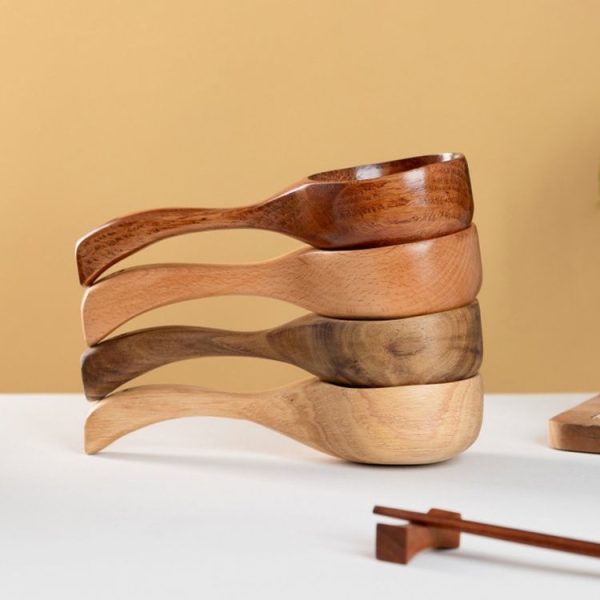 Household Wooden Long Handle Large Soup Spoon Eating Noodle Spoon Water Scoop, Material: Tanoak (Old Lacquer Color) - Image 4