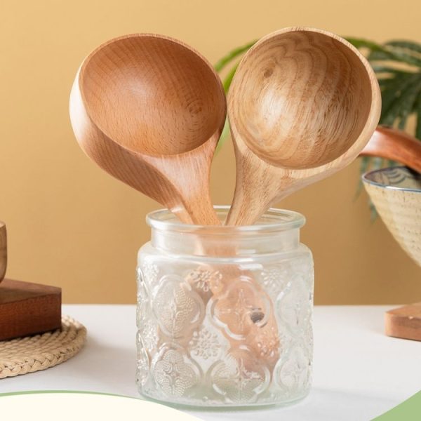 Household Wooden Long Handle Large Soup Spoon Eating Noodle Spoon Water Scoop, Material: Tanoak (Old Lacquer Color) - Image 5