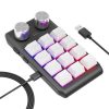 12 Keys Wired With RGB Lights Customized Office Keyboard Shortcut Keys Computer Audio Volume Control (White)