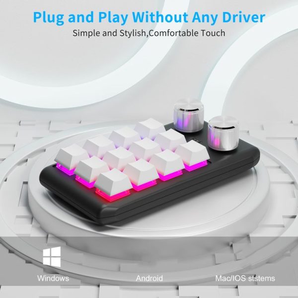 12 Keys Wired With RGB Lights Customized Office Keyboard Shortcut Keys Computer Audio Volume Control (White) - Image 4