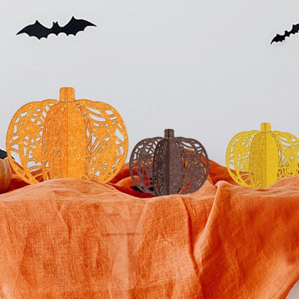 3pcs / Set Halloween Pumpkin Ornament Party Tabletop Decoration (Gold) - Image 2