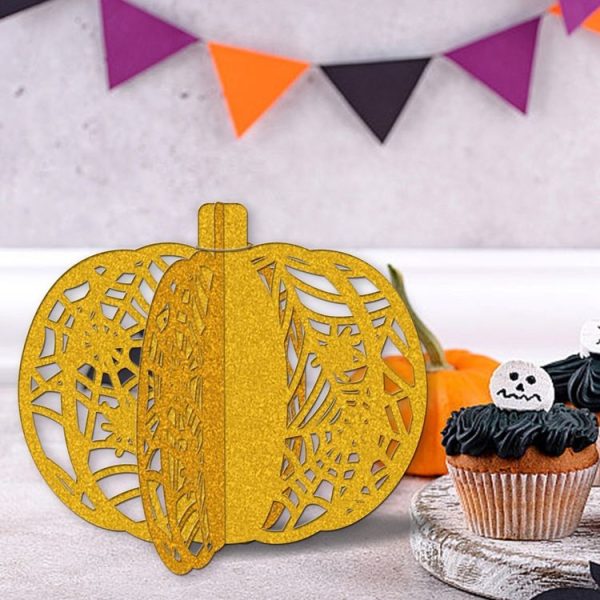 3pcs / Set Halloween Pumpkin Ornament Party Tabletop Decoration (Gold) - Image 5