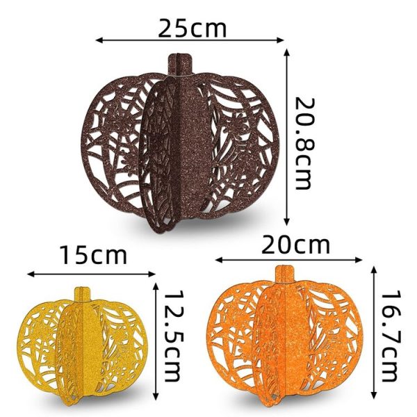 3pcs / Set Halloween Pumpkin Ornament Party Tabletop Decoration (Gold) - Image 6