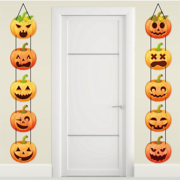 1pair Halloween Party Door Pumpkin Hanging Decoration Door Decoration Supplies (L-00329) - Image 2