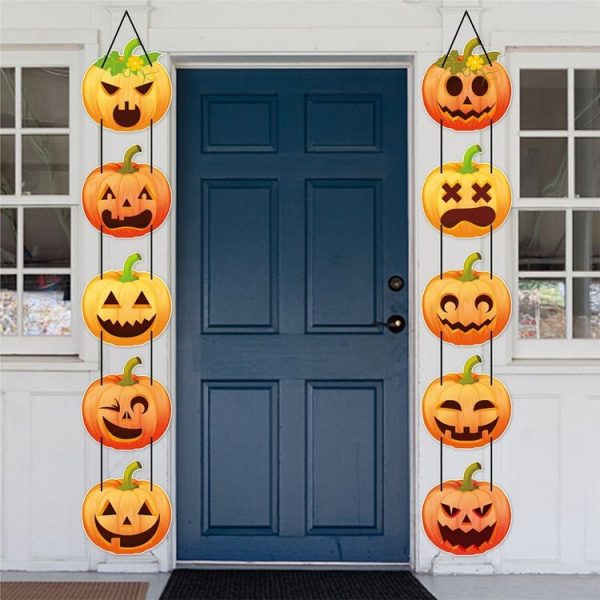 1pair Halloween Party Door Pumpkin Hanging Decoration Door Decoration Supplies (L-00329) - Image 3