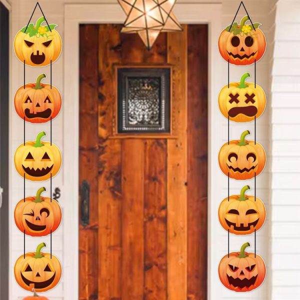 1pair Halloween Party Door Pumpkin Hanging Decoration Door Decoration Supplies (L-00329) - Image 4