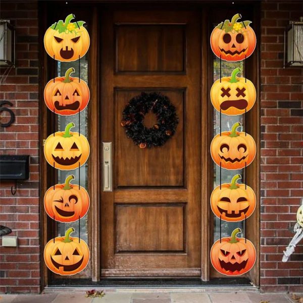 1pair Halloween Party Door Pumpkin Hanging Decoration Door Decoration Supplies (L-00329) - Image 5