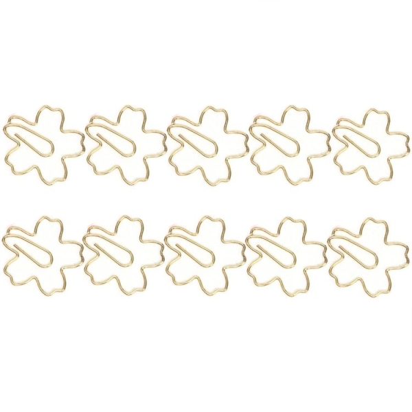 10pcs / Box Sakura Metal Special-shaped Paper Clips File Classification And Storage Paper Clips (Gold)