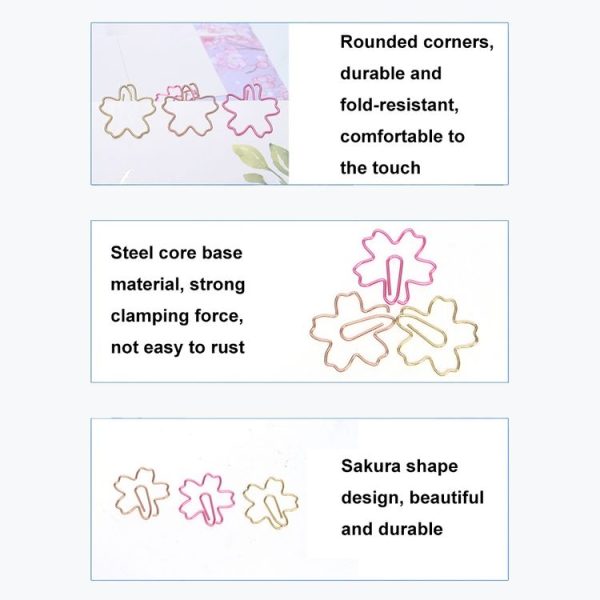 10pcs / Box Sakura Metal Special-shaped Paper Clips File Classification And Storage Paper Clips (Gold) - Image 3