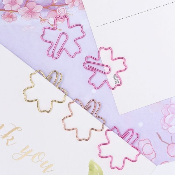 10pcs / Box Sakura Metal Special-shaped Paper Clips File Classification And Storage Paper Clips (Gold) - Image 5