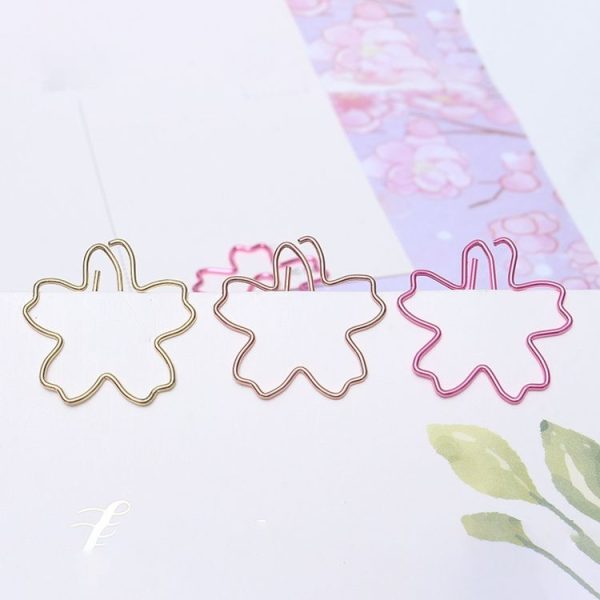 10pcs / Box Sakura Metal Special-shaped Paper Clips File Classification And Storage Paper Clips (Gold) - Image 6