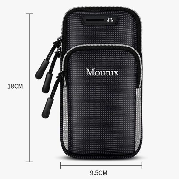 Moutux Outdoor Running Cell Phone Arm Bag Unisex Waterproof Sport Armband (Black) - Image 2