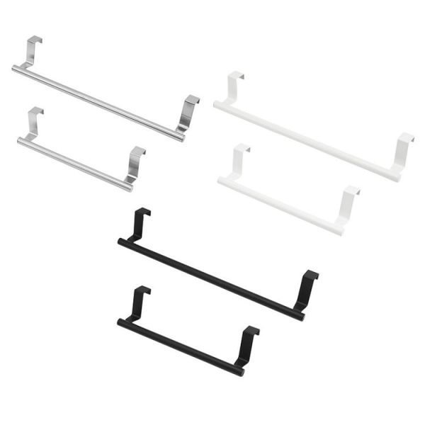 No-Punch Stainless Steel Over Door Towel Rack Cabinet Door Rag Hanging Holder, Length: 23.5cm Silver - Image 3