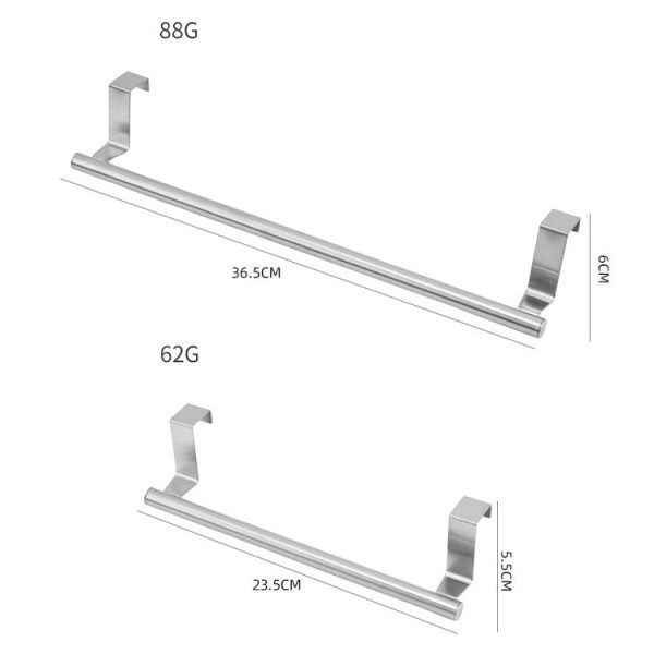 No-Punch Stainless Steel Over Door Towel Rack Cabinet Door Rag Hanging Holder, Length: 23.5cm Silver - Image 4
