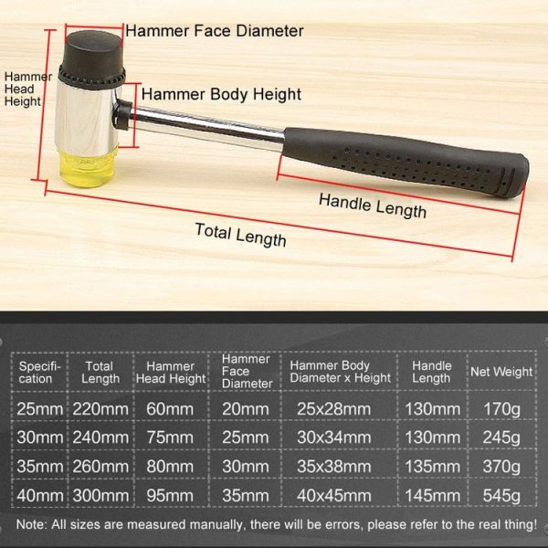 25mm No Bounce Mounting Hammer Handmade DIY Double Face Tap Rubber Hammer - Image 10