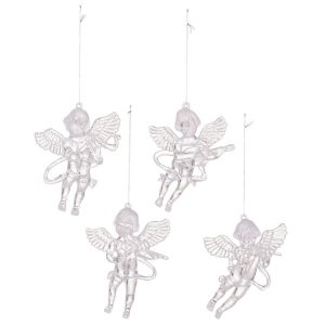 4pcs / Pack Acrylic Angel Christmas Tree Ornaments Christmas Decorations Pendants (Transparent)