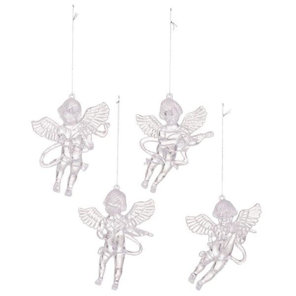 4pcs / Pack Acrylic Angel Christmas Tree Ornaments Christmas Decorations Pendants (Transparent)