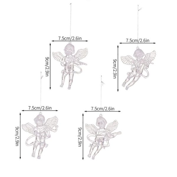 4pcs / Pack Acrylic Angel Christmas Tree Ornaments Christmas Decorations Pendants (Transparent) - Image 2