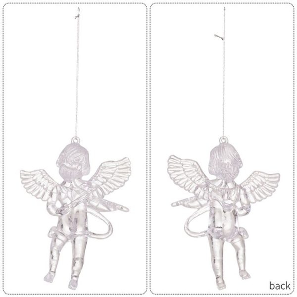 4pcs / Pack Acrylic Angel Christmas Tree Ornaments Christmas Decorations Pendants (Transparent) - Image 3