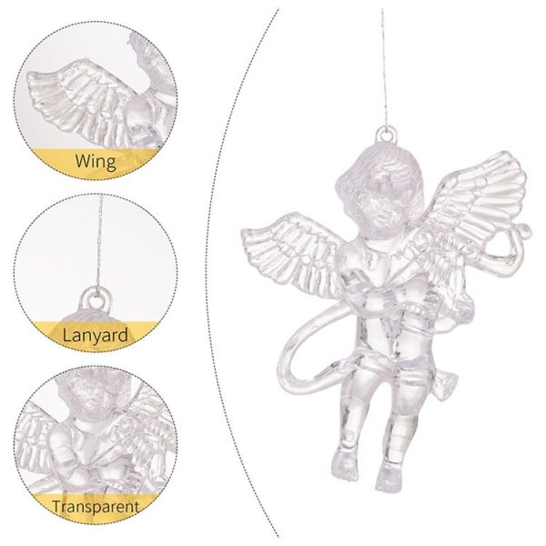 4pcs / Pack Acrylic Angel Christmas Tree Ornaments Christmas Decorations Pendants (Transparent) - Image 4