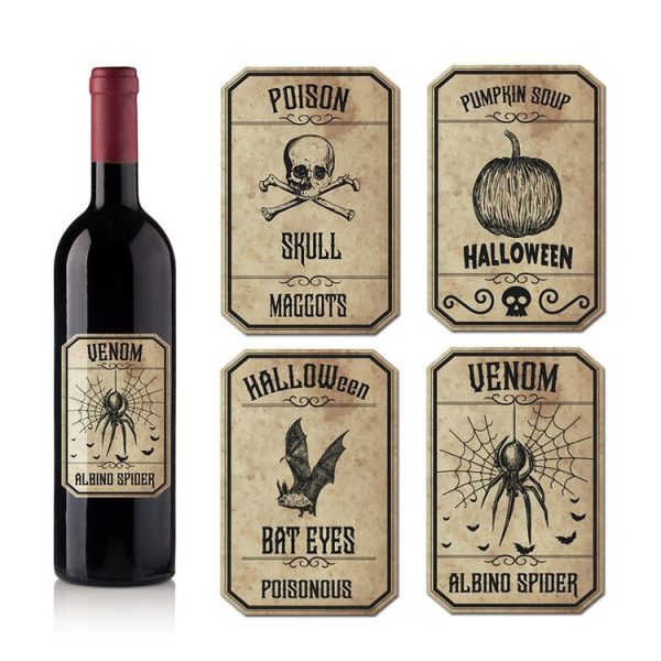 8pcs / Set Halloween Wine Labels Stickers Party Supplies Funny Wine Gift