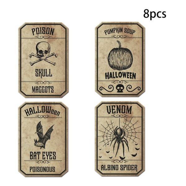 8pcs / Set Halloween Wine Labels Stickers Party Supplies Funny Wine Gift - Image 2