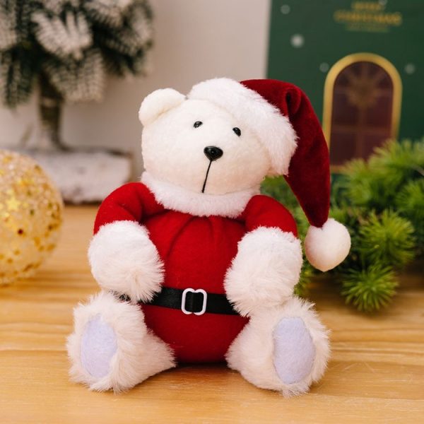 Plush Bear Doll Christmas Ornaments Cute Doll Decorations Christmas Children Gifts (Sitting Posture)