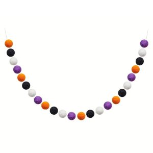 2m Halloween Felt Ball Pendant Horror Atmosphere Wool Ball Decoration (24 Balls)