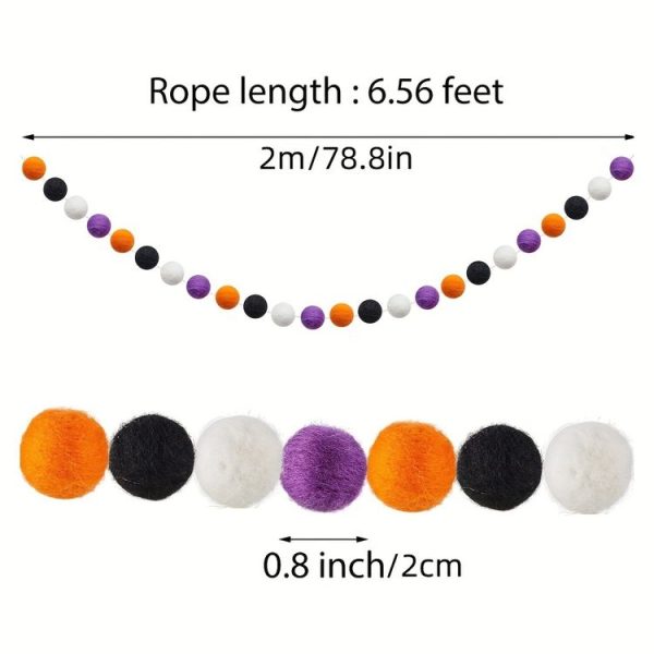 2m Halloween Felt Ball Pendant Horror Atmosphere Wool Ball Decoration (24 Balls) - Image 2