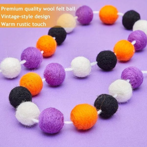 2m Halloween Felt Ball Pendant Horror Atmosphere Wool Ball Decoration (24 Balls) - Image 3