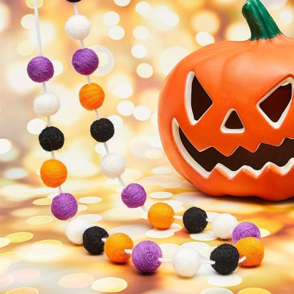 2m Halloween Felt Ball Pendant Horror Atmosphere Wool Ball Decoration (24 Balls) - Image 4