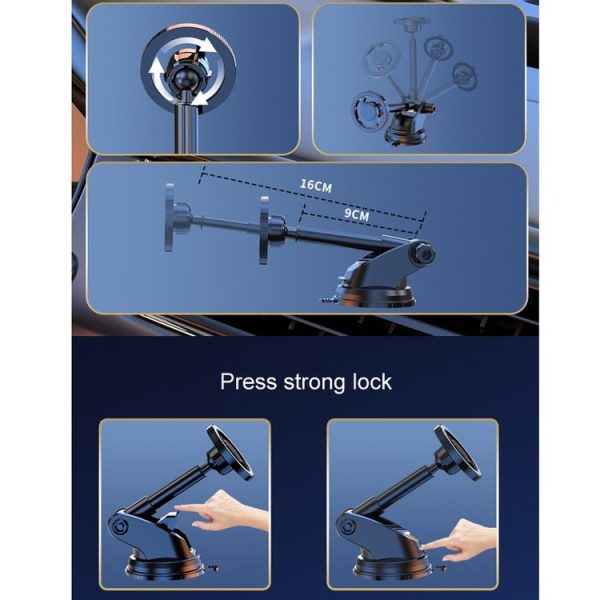 Car Magnetic Adjustable Suction Cup Retractable Mobile Phone Holder (Q33) - Image 6