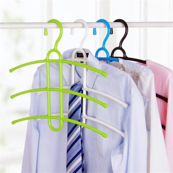 3-layer Non-slip Clothes Rack Fishbone Multifunctional Storage Clothes Hanger (Green) - Image 2