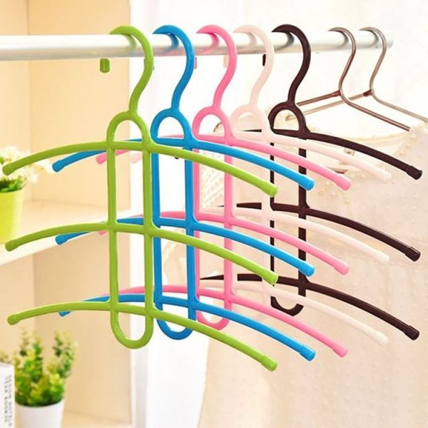 3-layer Non-slip Clothes Rack Fishbone Multifunctional Storage Clothes Hanger (Green) - Image 6