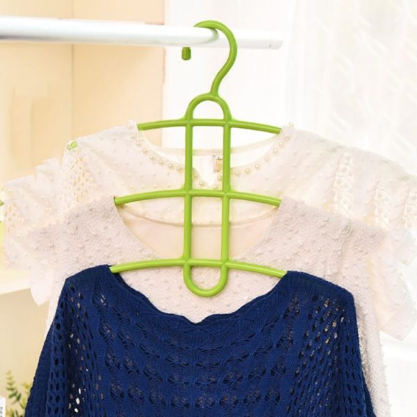 3-layer Non-slip Clothes Rack Fishbone Multifunctional Storage Clothes Hanger (Green) - Image 7