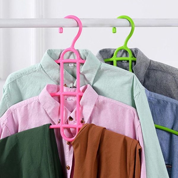 3-layer Non-slip Clothes Rack Fishbone Multifunctional Storage Clothes Hanger (Green) - Image 8