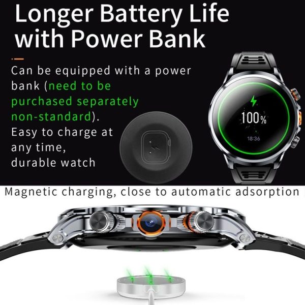 H18 Ultra-Thin Round Ball Screen 1.95 Inch Plug-In Phone Smart Watch 32G (Black) - Image 12
