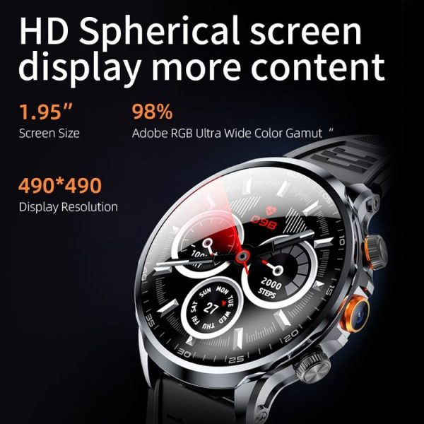 H18 Ultra-Thin Round Ball Screen 1.95 Inch Plug-In Phone Smart Watch 32G (Black) - Image 2