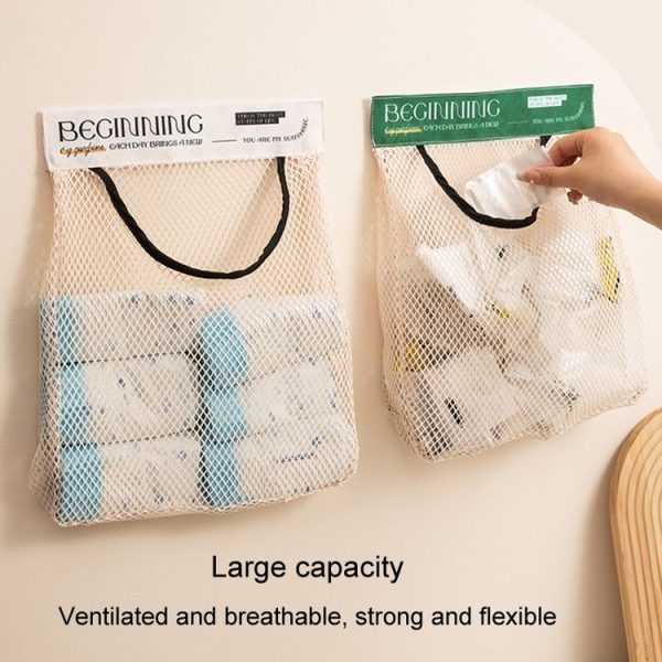 Kitchen Stick Storage Bag Breathable Large Capacity Sundry Hanging Bag Garbage Pouch (White) - Image 4