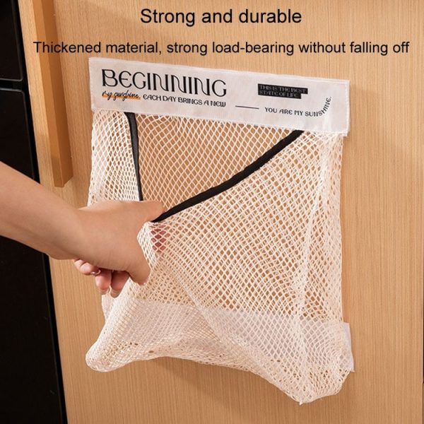 Kitchen Stick Storage Bag Breathable Large Capacity Sundry Hanging Bag Garbage Pouch (White) - Image 9