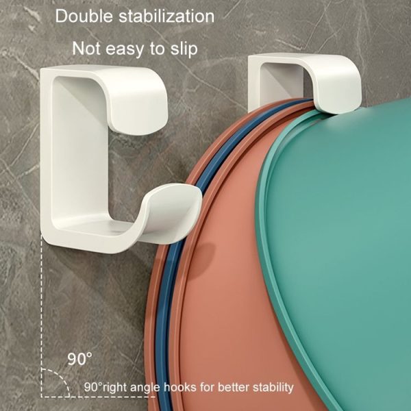 2pcs Bathroom Shelf No-Punch Washbasin Hook Kitchen Wall Mounted Storage Rack (White) - Image 5