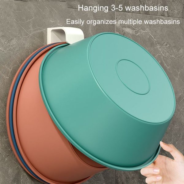 2pcs Bathroom Shelf No-Punch Washbasin Hook Kitchen Wall Mounted Storage Rack (White) - Image 6