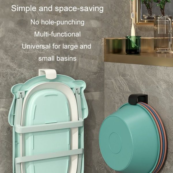 2pcs Bathroom Shelf No-Punch Washbasin Hook Kitchen Wall Mounted Storage Rack (White) - Image 7