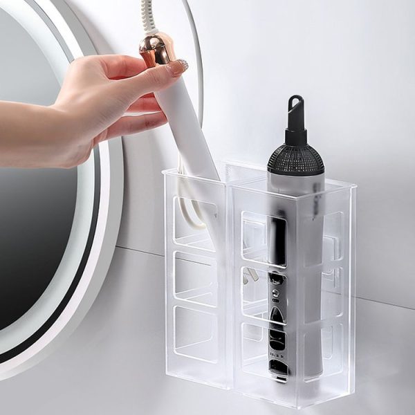 Curling Iron Storage Holder Wall Mounted Makeup Hairdressing Tool Organizer (White) - Image 2
